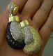 2ct Yellow & Black Diamond Mens Glove Pendant Valentine Free Gift Earring Silver