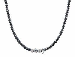 2mm Certified Carbonado Black Diamond Bead Necklace 20 Inches Christmas gift