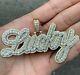 3.00ct Round Simulated Diamond Gold Plated 925 Silver Men's Custom Name Pendant