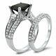 3.34 Ct Black Diamond Bridal Set Silver Ring Lab Created Christmas Day Gift
