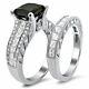 3.34 Ct Black Diamond Bridal Set Sterling Silver Ring Lab Created Christmas Gift