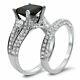 3.34ct Black Diamond Bridal Set Silver Ring Fine Ring Lab Created Christmas Gift