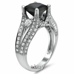 3.34Ct Black Diamond Bridal Set Silver Ring Fine Ring Lab Created Christmas Gift