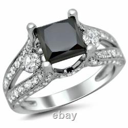 3.34Ct Black Diamond Bridal Set Silver Ring Fine Ring Lab Created Christmas Gift