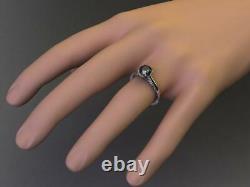 3.5 Ct Certified Black Diamond Ring in Sterling Silver-AAA! Christmas Gift