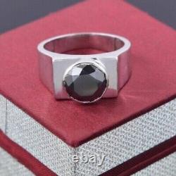 3 Ct Black Diamond Men's Ring Bezel White Gold Plated Christmas Gift Lab-Created