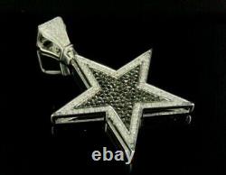 3 Ct Round Cut Simulated Black Diamond Star Gift Pendant 14K White Gold Plated