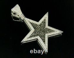 3 Ct Round Cut Simulated Black Diamond Star Gift Pendant 14K White Gold Plated