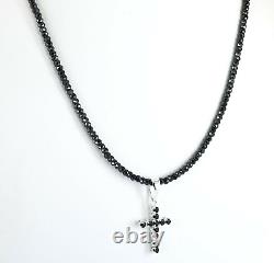 3 mm Black Diamond Necklace with Cross Pendant Ideal Gift-Treated