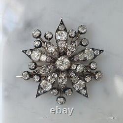 3Ct Round Cut Moissanite Flower Brooch Pin Women's Gift Black Gold Plated Silver
