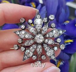 3Ct Round Cut Moissanite Flower Brooch Pin Women's Gift Black Gold Plated Silver