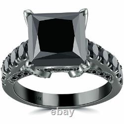 4.35 Ct Black Princess Diamond Engagement Ring Lab Created Christmas Gift