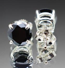 4.60 Ct Black Diamond Stud Earrings, Certified AAA Grade, Anniversary Gift
