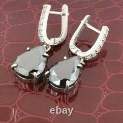 4 Ct Black Diamond Pear Shape Earrings Certified Quality AAA! Valentine Gift