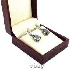 4 Ct Black Diamond Pear Shape Earrings Certified Quality AAA! Valentine Gift