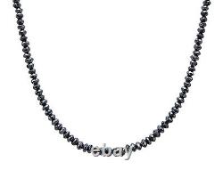 4 mm 20 Inches Black Diamond Beads Necklace Quality AAA Certified-Birthday Gift