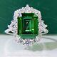 4ct Emerald Cut Green Emerald Halo Black Friday Gift Ring 14k White Gold Finish