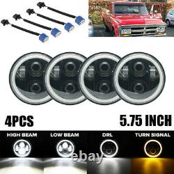 4PC Combo 5.75 5-3/4 Round LED Hi/Low Sealed Beam DRL Headlights White For GMC