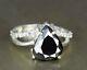 5.29 Ct Aaa Quality Black Diamond Solitaire With Accents Ring Christmas Gift