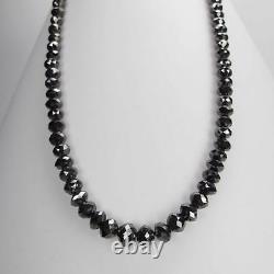 5 mm Round Faceted Black Diamond Beads Necklace 25 Inches Gift Anniversary