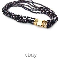 5mm Six Multi-Strand Black Pearl Necklaces Pacific Pearls Gifts for Best Friend