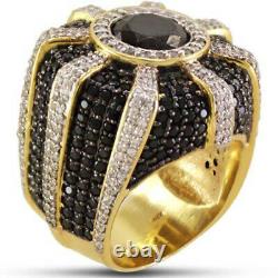 6 Ct Black & White Sim Diamond Men's Pinky Ring Free Gift Stud Christmas Silver