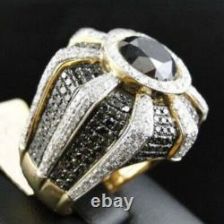 6 Ct Black & White Sim Diamond Men's Pinky Ring Free Gift Stud Christmas Silver