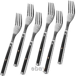 6PCS Forks Set Damascus Steel Kitchen Cutlery Table Dinner Flatware G10 Handle