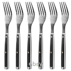 6PCS Table Dinner Forks Set Japanese VG10 Damascus Steel G10 Handle Steak Forks