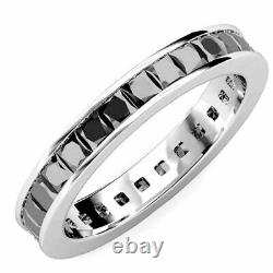 8-10 Ct Princess Black Diamond Full Eternity Ring In 925 Silver! Valentine gift