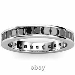 8-10 Ct Princess Black Diamond Full Eternity Ring In 925 Silver! Valentine gift
