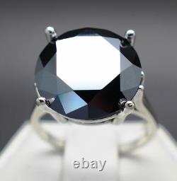 8.60 Cts Natural Black Diamond Ring, Certified, AAA Grade! Gift for partner