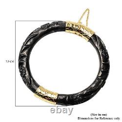 925 Silver Black Karelian Shungite Bangle Cuff Bracelet Gift Size 7.5 Ct 190