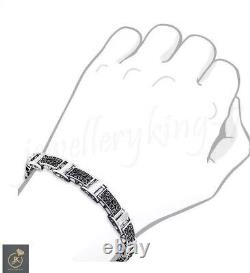 925 Silver Gold Plated Men's 3.00Ct Simulated Black Diamond Wedding Bracelet