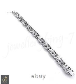 925 Silver Gold Plated Men's 3.00Ct Simulated Black Diamond Wedding Bracelet