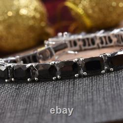 925 Silver Natural Black Karelian Shungite Tennis Bracelet Gift Size 8 Ct 13.6