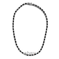 925 Silver Natural Black Karelian Shungite White Zircon Necklace Size 18 Ct 22.9