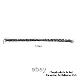 925 Silver Platinum Plated Black Natural Spinel Tennis Bracelet Size 8 Ct 59.4