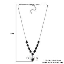 925 Silver Platinum Plated Black Sapphire Necklace Gift Size 18 Inch Ct 20.3