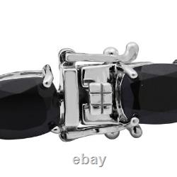 925 Silver Platinum Plated Black Spinel Tennis Bracelet Gift Size 7.25 Ct 53.8