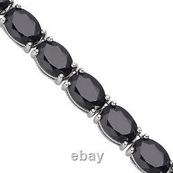 925 Silver Rhodium Plated Natural Black Spinel Tennis Necklace Size 18 Ct 55.2
