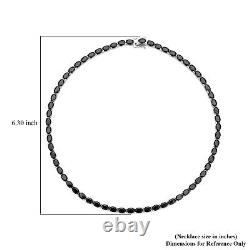 925 Silver Rhodium Plated Natural Black Spinel Tennis Necklace Size 18 Ct 55.2