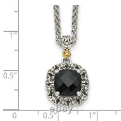 925 Sterling Silver 14k Black Onyx Chain Necklace Pendant Charm Natural Stone