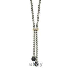 925 Sterling Silver 14k Black Onyx Diamond Lariat Chain Necklace Pendant Charm
