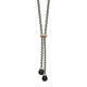 925 Sterling Silver 14k Black Onyx Diamond Lariat Chain Necklace Pendant Charm