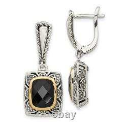 925 Sterling Silver 14k Black Onyx Earrings Drop Dangle Fine Jewelry Women