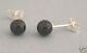 925 Sterling Silver 6mm Round Black Onyx Plain Bead Ball Studs Earrings Gift Box