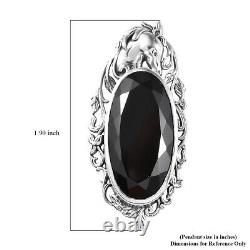 925 Sterling Silver Black Natural Spinel Solitaire Pendant Jewelry Ct 40.1