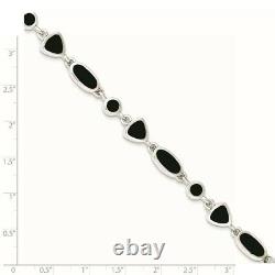925 Sterling Silver Black Onyx Bracelet Gemstone Fancy Fine Jewelry Women Gifts