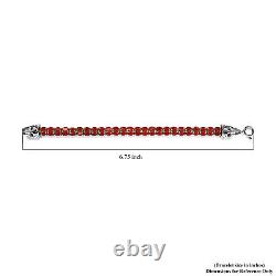 925 Sterling Silver Cherry Fire Opal Black Spinel Tennis Bracelet Size 6.5 Ct 7
